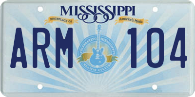MS license plate ARM104