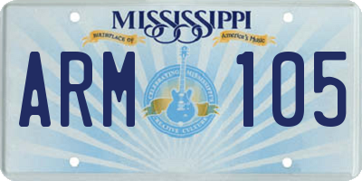 MS license plate ARM105