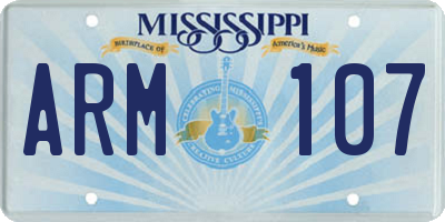 MS license plate ARM107