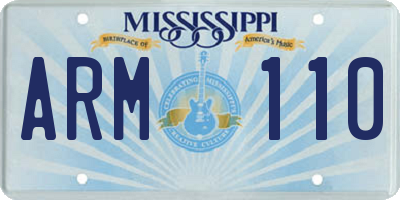 MS license plate ARM110