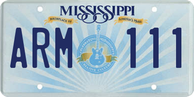 MS license plate ARM111