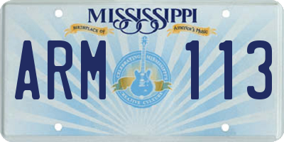 MS license plate ARM113