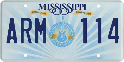 MS license plate ARM114