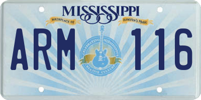 MS license plate ARM116