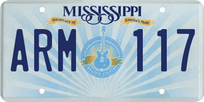 MS license plate ARM117