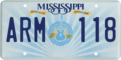 MS license plate ARM118