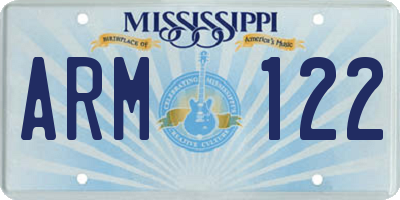MS license plate ARM122