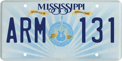 MS license plate ARM131