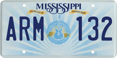 MS license plate ARM132