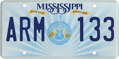 MS license plate ARM133
