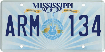 MS license plate ARM134