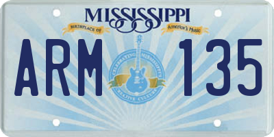MS license plate ARM135