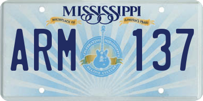 MS license plate ARM137