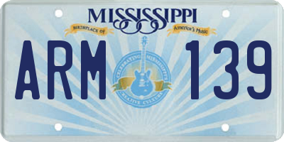 MS license plate ARM139