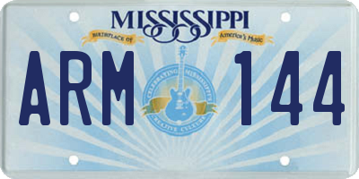MS license plate ARM144