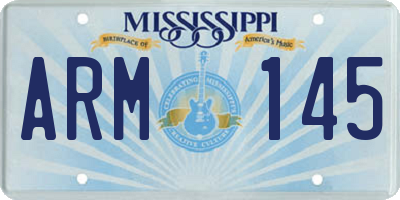 MS license plate ARM145