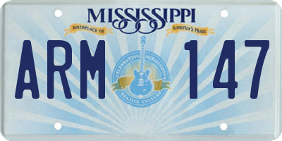 MS license plate ARM147