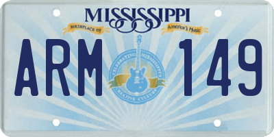 MS license plate ARM149