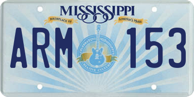 MS license plate ARM153