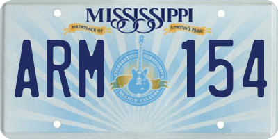MS license plate ARM154