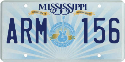 MS license plate ARM156