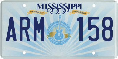 MS license plate ARM158