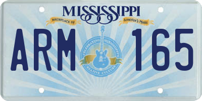 MS license plate ARM165
