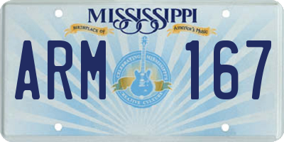 MS license plate ARM167
