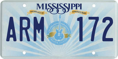 MS license plate ARM172
