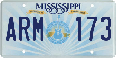 MS license plate ARM173