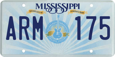 MS license plate ARM175