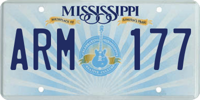 MS license plate ARM177