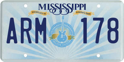 MS license plate ARM178