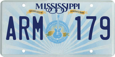MS license plate ARM179