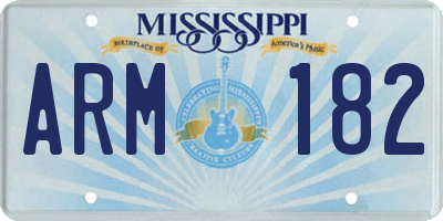 MS license plate ARM182