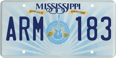 MS license plate ARM183