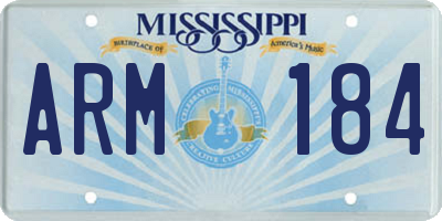 MS license plate ARM184