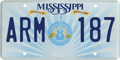 MS license plate ARM187