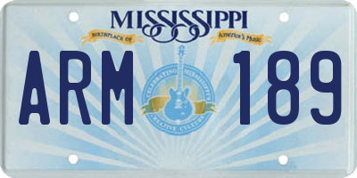MS license plate ARM189