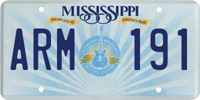 MS license plate ARM191