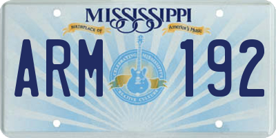 MS license plate ARM192