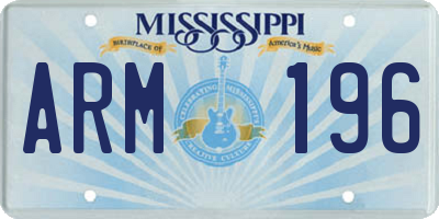 MS license plate ARM196