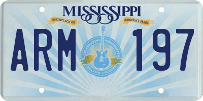 MS license plate ARM197