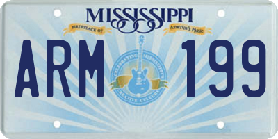 MS license plate ARM199