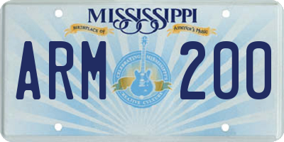 MS license plate ARM200