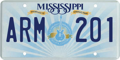 MS license plate ARM201