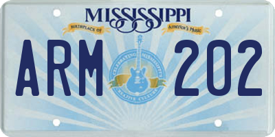 MS license plate ARM202