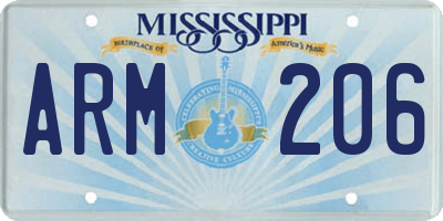 MS license plate ARM206