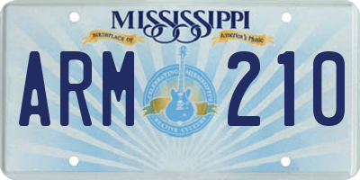MS license plate ARM210