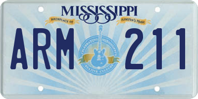 MS license plate ARM211